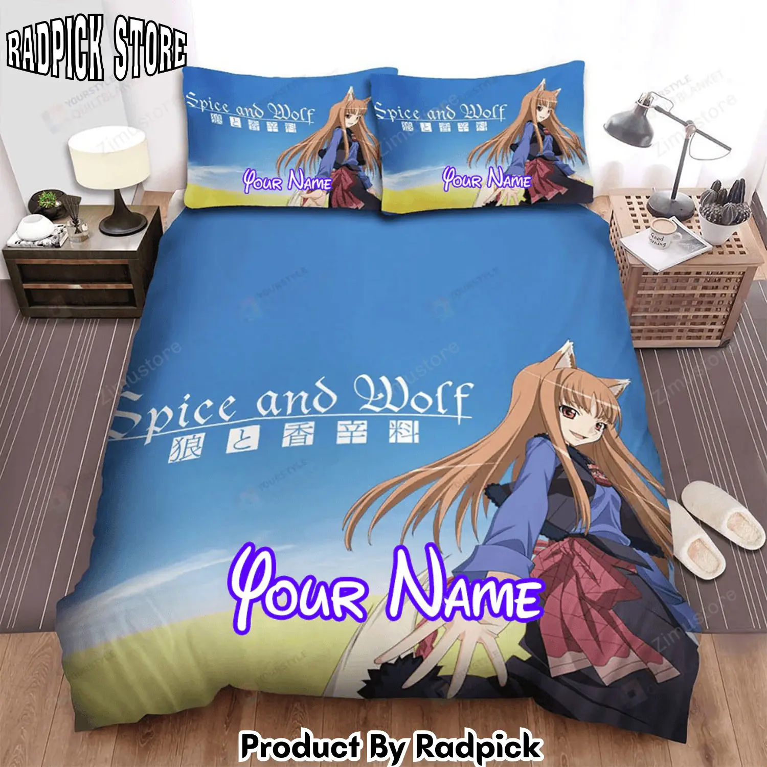 Radpick spice and wolf holo anime girl bed sheets spread comforter duvet cover personalized name bedding sets rp3272102